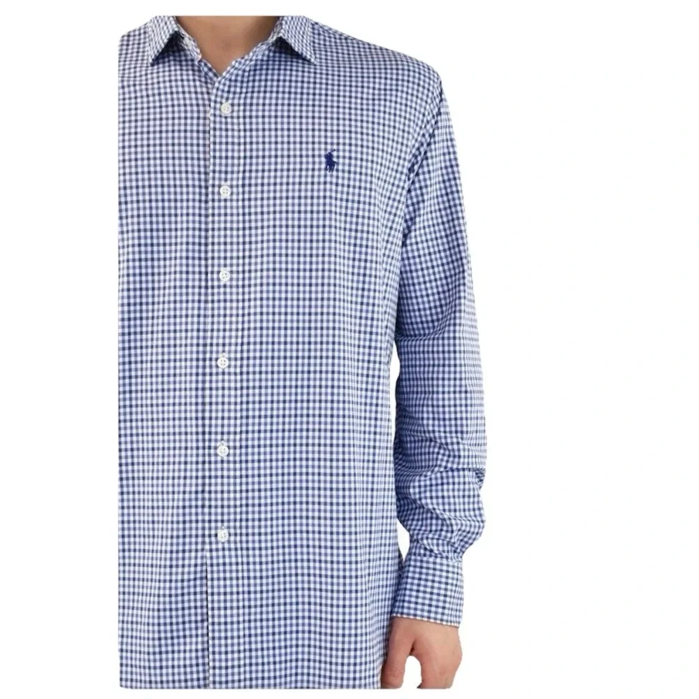 Polo Ralph Lauren Blue Check Cotton Oxford Button Down Shirt Size XL‎